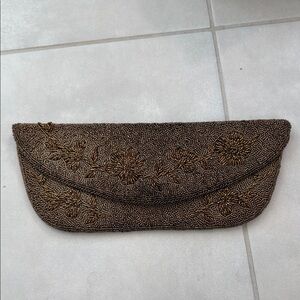 Elegant Brown Beaded Clutch